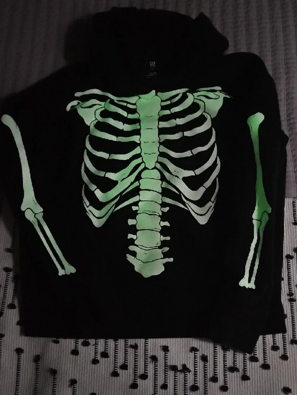 GAP Kids Black Hoodie with White Skeleton Graphic